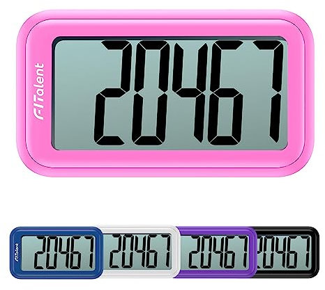 CHAMPOWER Pedometer for Walking, Super Portable Accurately Counting, 3D Tri-Axis Sensor, Digital Step Tracker with Clip Lanyard, Pink