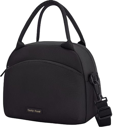 HACLEN Lonchera para hombres y mujeres, bolsa de almuerzo aislada, bolsa de almuerzo reutilizable, bolsa de refrigeración para el trabajo, al aire libre, picnic, viajes, oficina, adultos, color negro