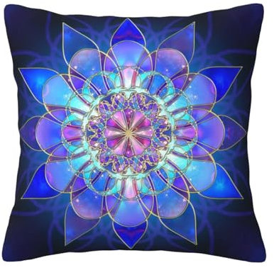 LAMAME Federa per cuscino rettangolare con stampa mandala quadrata, morbida federa per cuscino con cerniera invisibile