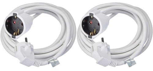 Meister Schutzkontakt-Verlängerung - 3 m Kabel - weiß - Kunststoffleitung - IP20 Innenbereich/Kupplung mit Berührungsschutz/Schuko-Verlängerung / 7432310 (Packung mit 2)
