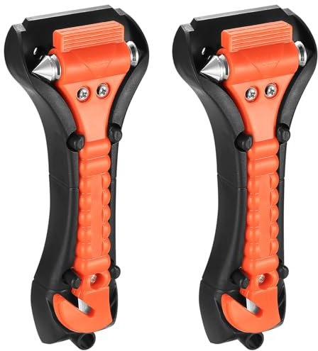 But Oswetf 2 Pièces Marteau de Sécurité Auto, avec Coupe-Ceinture, Marteau d'urgence, Auto Marteau de Sauvetage, Brise-Verre Voiture pour Voiture Bus Camion Accessoires Automobiles