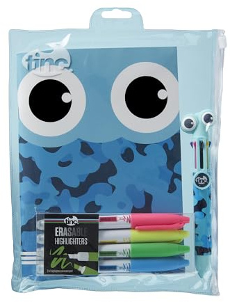 Tinc Tonkin Super brevpapper presentset för barn | Inkluderar A5 linjerad anteckningsbok, raderbara överstrykningspennor och penna med flera klick | presentset – blå 3 st (paket med 1), GFSSUPTO