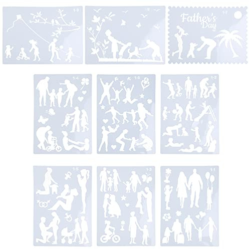 9 Blatt hohle Zeichenschablonen Eltern- und Kind-Malschablonen waschbar für Böden, Tisch, Schrank, Schablonen zum Malen auf Holz, Leinwand, Möbel, wiederverwendbar, für Kinder und Erwachsene