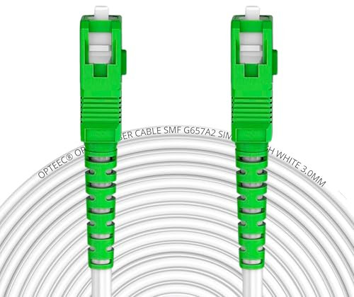 opteec® - Câble Fibre Optique Blindé - 2M - ORANGE/SFR/BOUYGUES/SOSH/RED by SFR - Rallonge/Jarretière - SC-APC à SC-APC Renforcé - Simplex Monomode - Garantie 10 Ans - Blanc (2M)