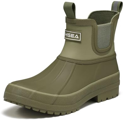 HISEA Women's Duck Chelsea Rain Boots Waterproof Short Garden Boot Outdoor Mud Boots