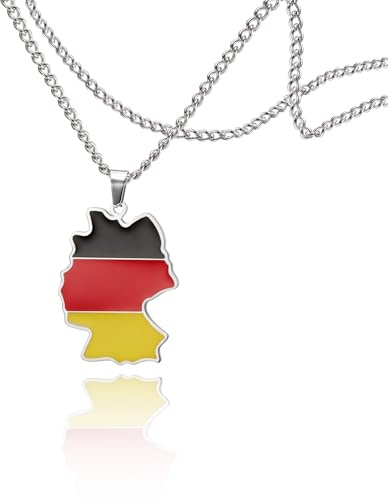 SIPURIS Halskette mit Deutschlandkarte, Edelstahl, Flagge, Anhänger, bunt, personalisierbar, Schmuck für Männer und Frauen