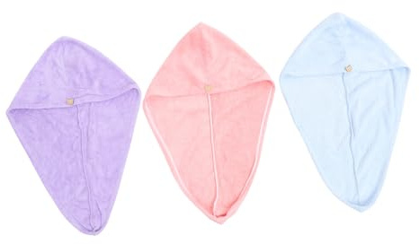 3 Stück Haartrockenhaube aus Superfeiner Faser, Saugfähig | Weiches Material, für Make Up und Täglichen Gebrauch, für Frauen und Mädchen, in Drei Farben