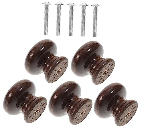 KITANDOVE Wooden Cabinet Handles 5pcs Black Pulls for Drawer Door and Furniture Repair