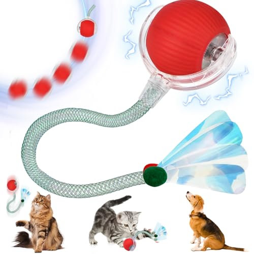 Vibbang Interaktives Katzenspielzeug Katzenball, Katzenspielzeug Elektrisch mit USB Aufladbar, Interaktives Katzenball Spielzeug, 360°Automatisch Rolling Smart Toy Ball Für Katzen Hunde