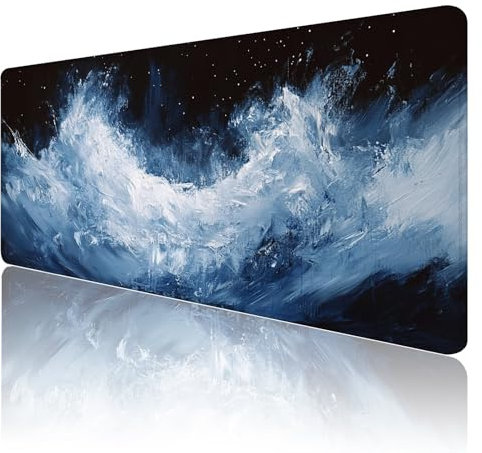 Tapis de Souris Noir Tapis de Souris Gamer XXL 900x600x3mm ImperméAble Et AntidéRapant Mousepad Bords Cousus Une éTendu SousMains Tapis Souris Blanc pour Gamer, Pc et DéCoration de Bureau M8