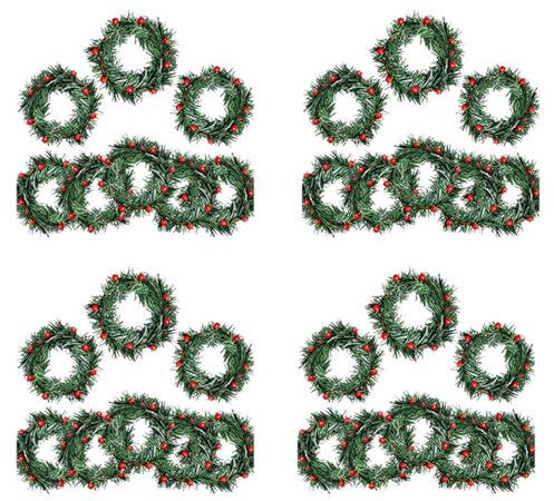 Ohewiiuk 32 STÜCKE Stechpalme Beere Kerze Ring Kleine KüNstliche Rote Beeren Kiefern Nadeln Kranz für Weihnachten Girlande Ornamente