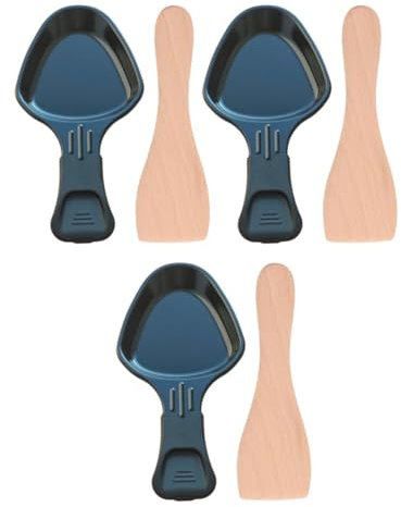 SOS Accessoire Lot de 3 coupelles à raclette et 3 pelles en bois pour Poêlon, spatule raclette Raclette, gril, Wok AS306001, AS306003 TEFAL