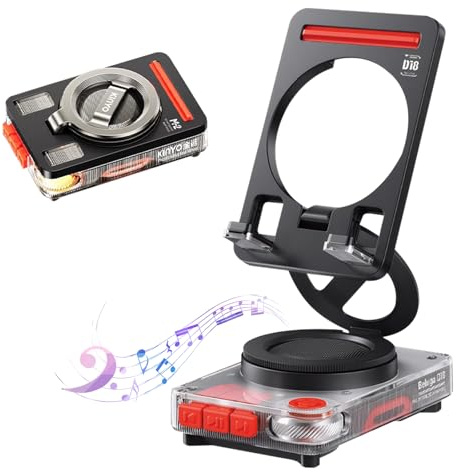OBEST Altoparlante Bluetooth compatto, altoparlante portatile Bluetooth 6.0 senza fili con audio surround stereo a 360°, 10 ore di autonomia, con supporto per telefono pieghevole, compatto e facile da