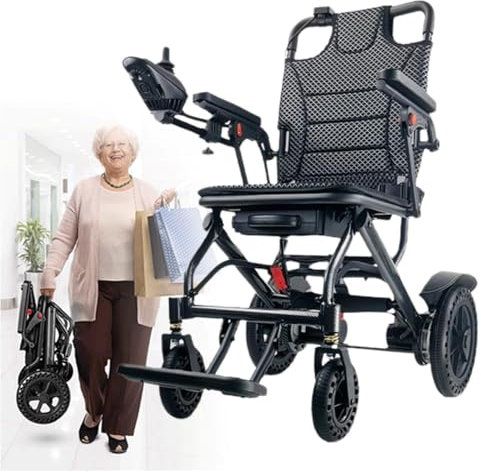 Sillas de ruedas eléctricas para adultos, scooter plegable de movilidad, scooter de movilidad plegable con capacidad de 100 kg, marco de aluminio y carbono, todo terreno.