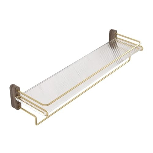 Étagère de douche Étagères de rangement de salle de bain, étagère de douche amovible en acrylique avec barre porte-serviettes, support de salle de bain flottant en acrylique sans perçage avec garde-co