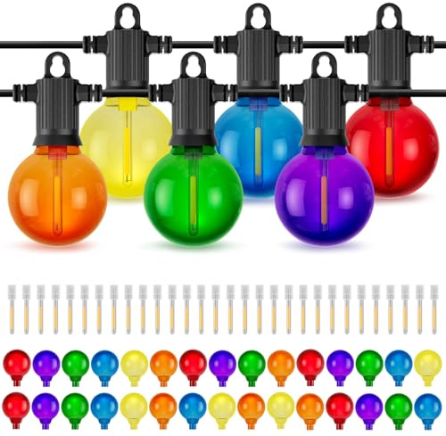 ZOTOYI Bombillas LED Accesorio G40 para Guirnaldas Esféricas Exteriores – 30 Unidades IP65 Antirotura en Plástico para Decoración de Balcón/Bistro/Jardín, 6 Colores