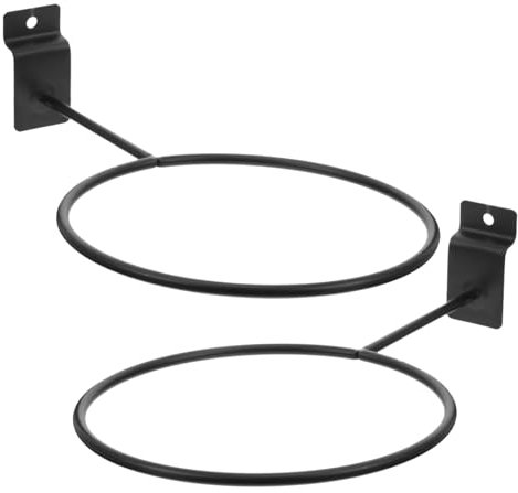 LAPYAPPE 2pcs Wall Mounted Basketball Holder and Iron Balls Storage Rack Black 5mm Slot Board Basketball Display Bracket for Indoor Sports and Shop Use