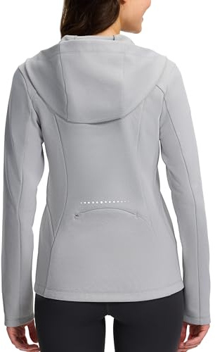 Pioneer Camp Fahrradjacke Damen mit Kapuze, Fleece Gefüttert Fleecejacke Warm, Winddicht und Atmungsaktiv Outdoor Damenjacke Reflektierend für Fahrrad, Laufen und Freizeit
