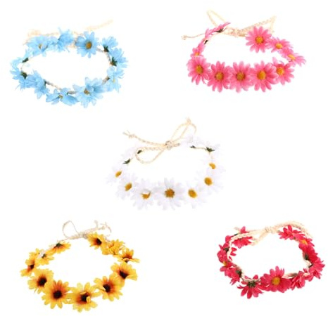 Beaupretty 5pezzi Corona per Capelli Fiori Fascia Floreale da Donna Ghirlanda per Capelli Copricapo per Sposa Tiara Decorativa Artigianale