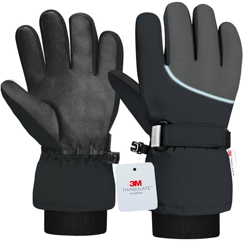 Origem Guantes de Esquí para Niños, Guantes de Invierno Impermeables para Niños, Termicos Guantes de Nieve para 4-14 niños y niñas para Trineo Snowboard Patinaje y Actividades al Aire Libre