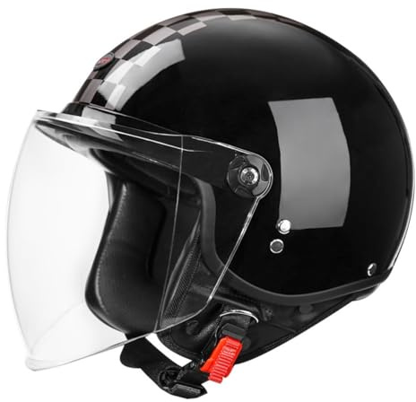 Caschi Jet E Demi-Jet Vintage Casco Motociclista Uomo Donna Omologato ECEDOT 3/4 Casco Moto Scodella Caschi Cromwell Con Visiera Parasole Mezzo Casco Per Cruiser Scooter 1,M:57-58CM