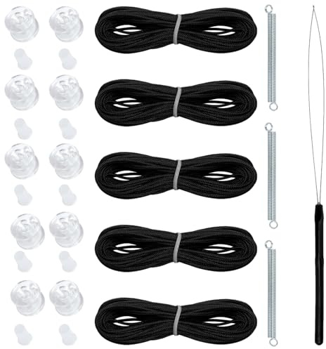 Window Blinds Repair Parts - Nylon Sun Shade Cord Kit, Vertical Blind Tabs, Replacement Pleated Cord for Curtains, Window Cover Accessory, Manuten