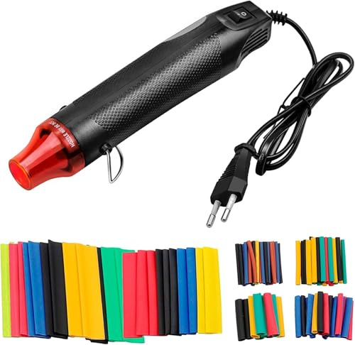 Mini pistola de aire caliente, secador de aire caliente portátil de 300 W, secador de aire caliente con soporte metálico para tubos termorretráctiles, estampado, secado de pintura y papel
