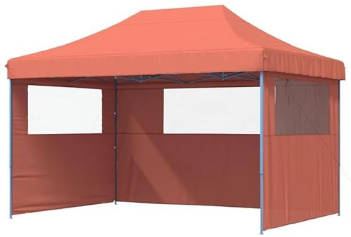 Gazebo pop-up pieghevole per feste con 3 pannelli laterali in tessuto Oxford (100% poliestere) e PVC, terracotta, resistente e resistente alle intemperie, per giardino, campeggio ed eventi