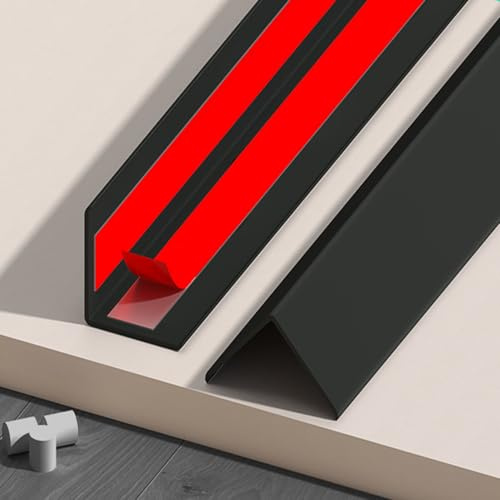 CVFOMBN Noir,3×100 cm, Protections d'angles muraux, Baguettes de Finition en PVC à Peindre pour Papier Peint/plaques de plâtre/Protections d'angle Auto-adhésives (2 pièces)
