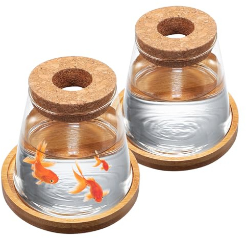 Generic 2 Pcs Glass Plant Propagation Vases with Wooden Corks and Bamboo Stands, 330ml Tapered Glass Hydroponic Plant Pots for Display on Window Sills Or Housewarming Presents