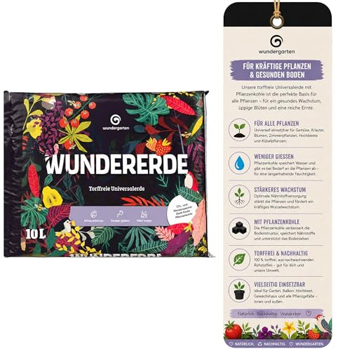 3X 10L Bio Universalerde torffrei – Mit Pflanzenkohle – Wundergarten Wundererde – Blumenerde für Zimmerpflanzen, Kräuter & Balkon – Weniger Gießen & Düngen