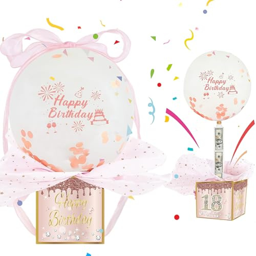 Geldgeschenke Geburtstag DIY Überraschungsbox mit Luftballons Geldgeschenke Verpackung Geld Geschenkverpackung Luftballon Pull Up Geburtstag Geldgeschenk für Familie und Freunde