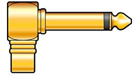 Gold plated adaptor 6.3mm mono plug to RCA socket, right angle