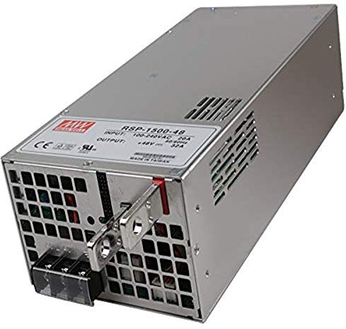 Mean Well RSP-1500-48 Enclosed Switching AC-to-DC Power Supply, Single Output, 48V, 0-32.0A, 1536W, 3.3 H x 5.0 W x 10.9 L