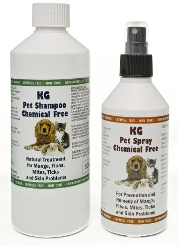 KG Wash & Go No Rinse Pet Shampoo 500ml & Spray 250ml. Rids & Protects from Mange, Fleas, Ticks, Mites & Itchy Skin Problems, Promotes Hair Re-Growth. SLS, Paraben, Pesticide & Chemical Free