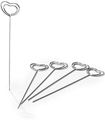 50pz Pinze Pinzette in metallo Forma Cuore Portafoto Supporto MEMO FOTO CLIP Bastoncini Segnaposto Bomboniera Fai Da Te