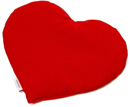 Cojín en corazón 30x25 (algodón orgánico rojo) | Saco térmico | Almohadilla térmica | Pequeño cojín de semillas | Huesos de cerezas |