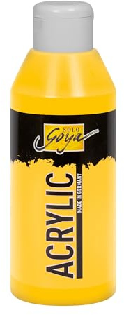 KREUL 84203 - Solo Goya Acrylic kadmiumgelb, 250 ml Flasche, cremige vielseitig einsetzbare Acrylfarbe in Studienqualität, auf Wasserbasis, schnell und matt trocknend, gut deckend, wasserfest