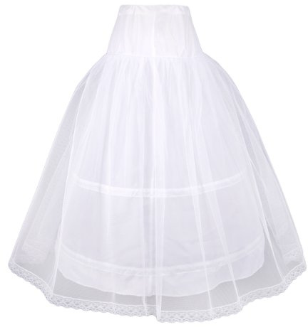 Flora Girl's 2-Hoop 1 Net Petticoat/Child Underskirt/Bridesmaid Skirt,32 L White