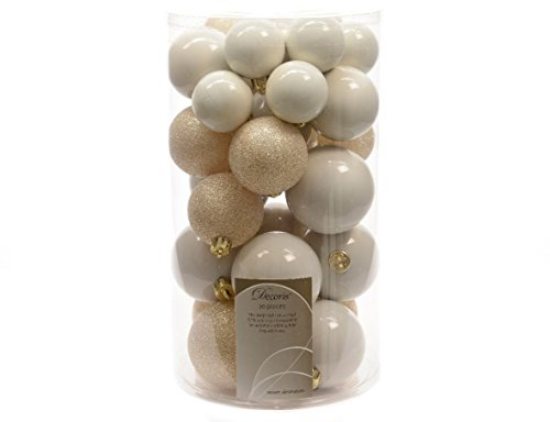30, Christbaumkugeln, bruchsicher, Weihnachtsdekoration, Wolle weiß, 340594
