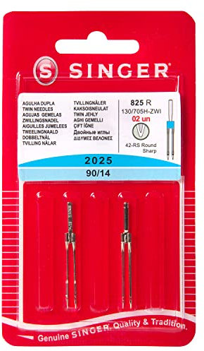 Singer Zwillingsnadel 2025 90/14 3mm Nadel, Metall, Silber, 7 x 0,03 x 4 cm
