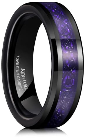 King Will Dragon Men's 6mm Purple Celtic Dragon Tungsten Carbide Ring Comfort Fit Wedding Band for Men 12