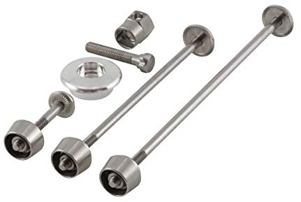 Pitlock Set 02 Front, Rear Wheel, Seat Post & Ahead Headset System Schloss, Silber, Einheitsgröße