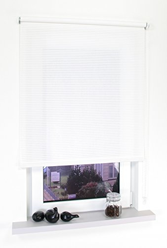 Liedeco® Rollo, Kettenzug-Rollo / 82 x 180 cm (Breite x Höhe), Streifen weiß/Dekor, lichtdurchlässig, Blickdicht, viele Farben, Größen, Typen