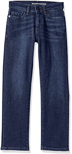 Amazon Essentials Boys' Regular Straight-Fit Jeans, Dark Wash, 6