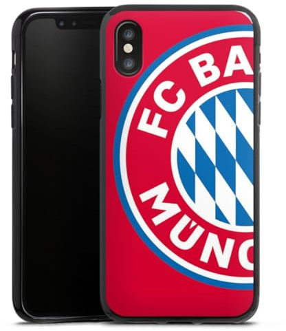 Silikon Hülle kompatibel mit Apple iPhone X Case schwarz Handyhülle FC Bayern München Offizielles Lizenzprodukt FCB
