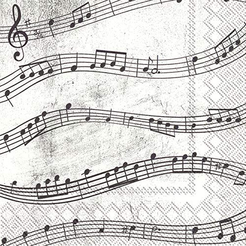 Boston International IHR Papierservietten, 3-lagig, Cocktail-Getränke, 12,7 x 12,7 cm, Musiknoten