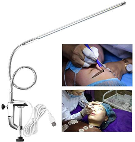 Lampe de bureau LED USB réglable - Fixation par pince pour la lecture et le tatouage - Protection des yeux et durée de vie de 50 000 heures - Lumière du jour ultra-brillante de 8 W