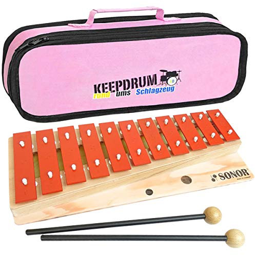 Sonor G10 Glockenspiel Sopran + keepdrum Tasche Bag Pink