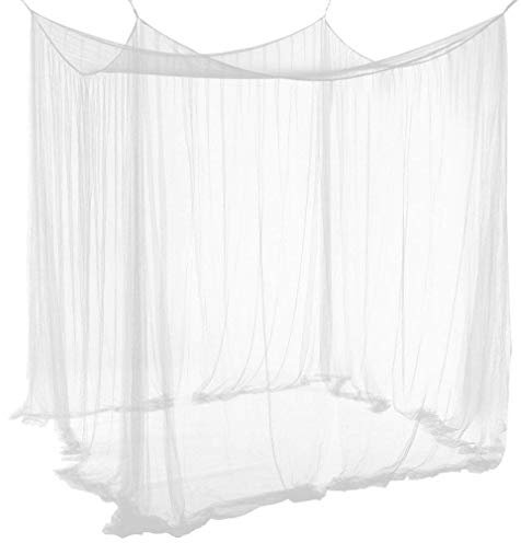 Unimall - Zanzariera per letto matrimoniale, rettangolare, grande zanzariera bianca semplice estiva con 4 aperture baldacchino, tende da letto, 190 cm x 210 cm x 240 cm (larghezza x lunghezza